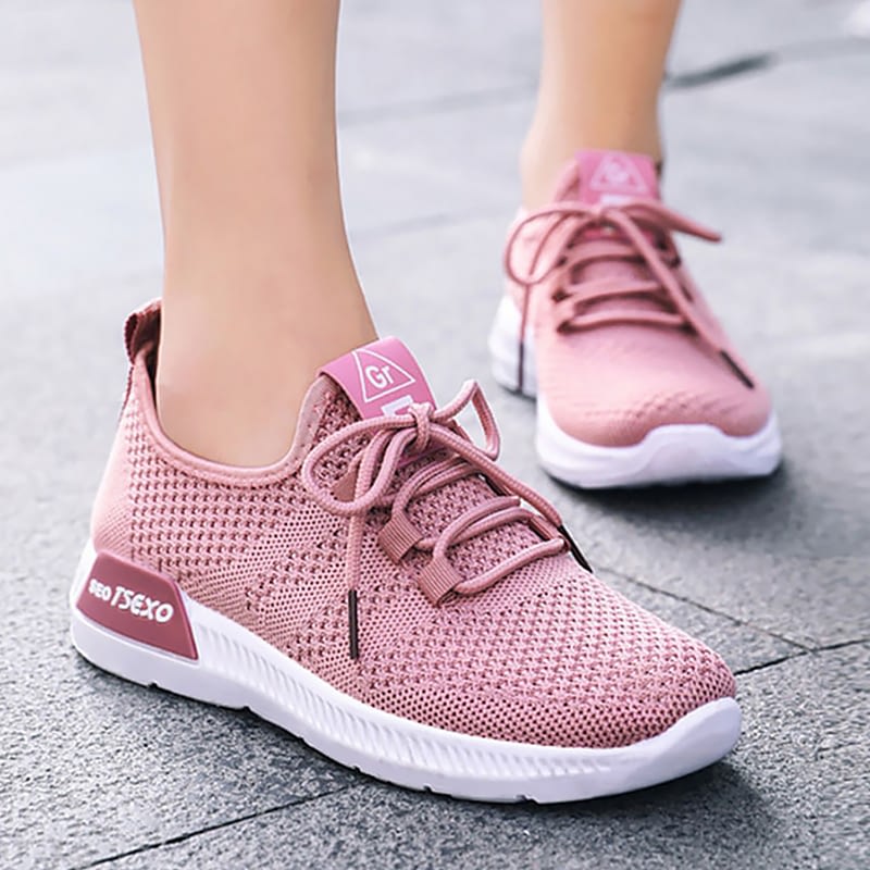 Women’s Running Shoes, Knitting Lace Up, Casual Sneakers, Comfortable ...